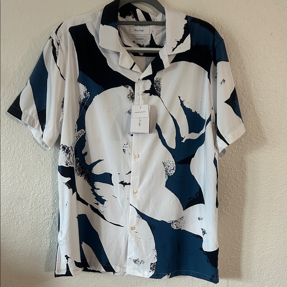 PORTER & Ash Navy and White Casual elegant with buttons kinetic stretch